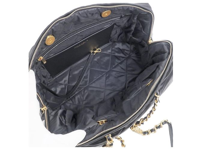 Chanel Bowling Tote Bag Schwarz Satin - Ansicht 5
