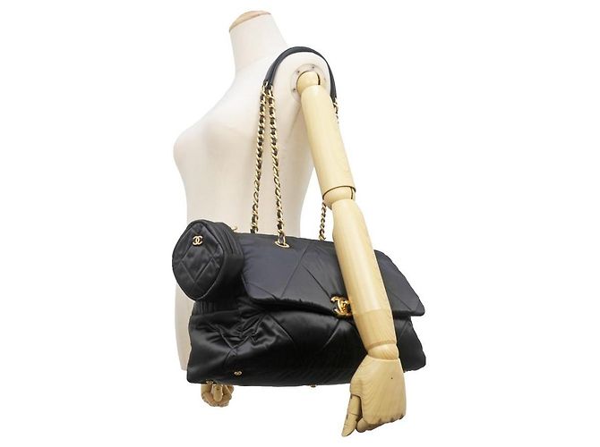 Chanel Bowling Tote Bag Schwarz Satin - Ansicht 8