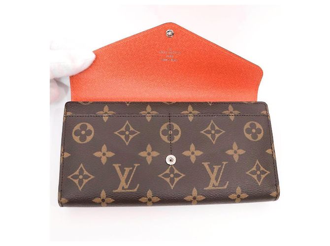 Louis Vuitton Monogram Portefeuille Marie Roulon Pimmon Cuir Marron Rouge - vue 4