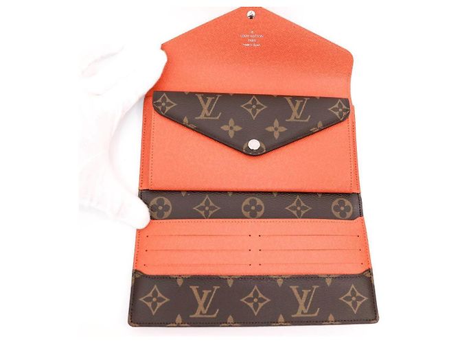 Louis Vuitton Monogram Portefeuille Marie Roulon Pimmon Cuir Marron Rouge - vue 6