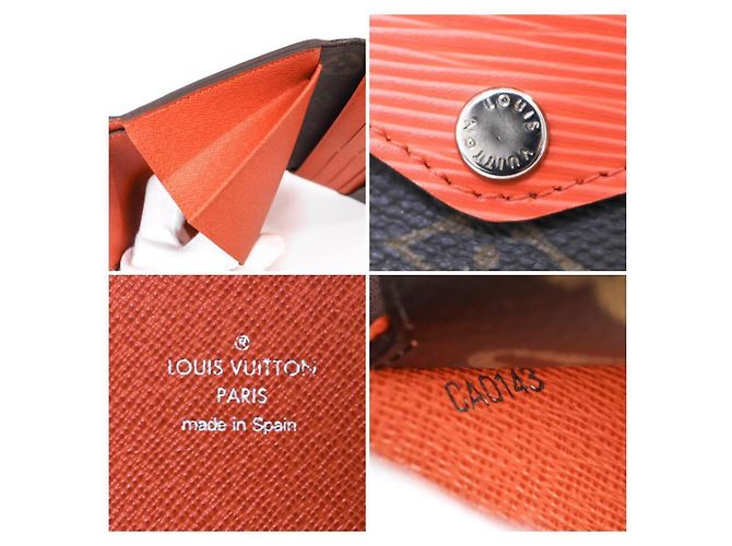 Louis Vuitton Monogram Portefeuille Marie Roulon Pimmon Cuir Marron Rouge - vue 7