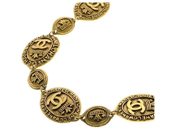 Collana Sautoir Chanel Coin Crown Oro Gold hardware - vista 3