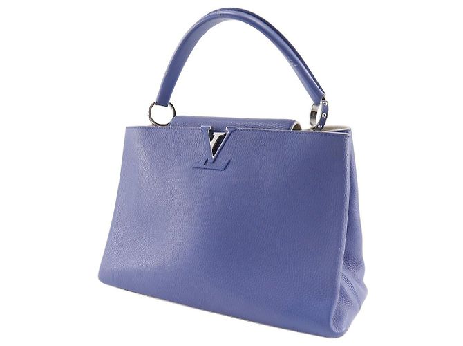 Borsa Capucines in pelle MM Louis Vuitton Blu - vista 4