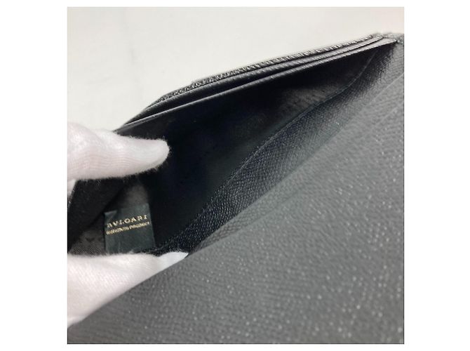 Bulgari Bvlgari schwarze Leder Bi-Fold Geldbörse - Ansicht 11