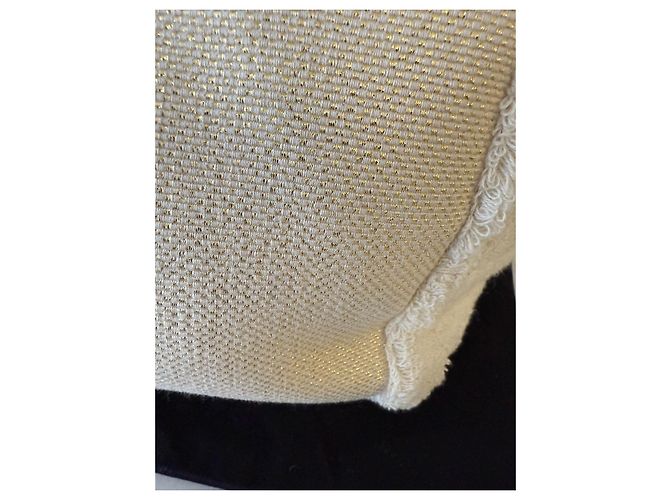 Borsa da spiaggia Chanel in cotone beige con pochette - vista 11