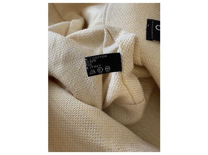 Borsa da spiaggia Chanel in cotone beige con pochette - vista 5