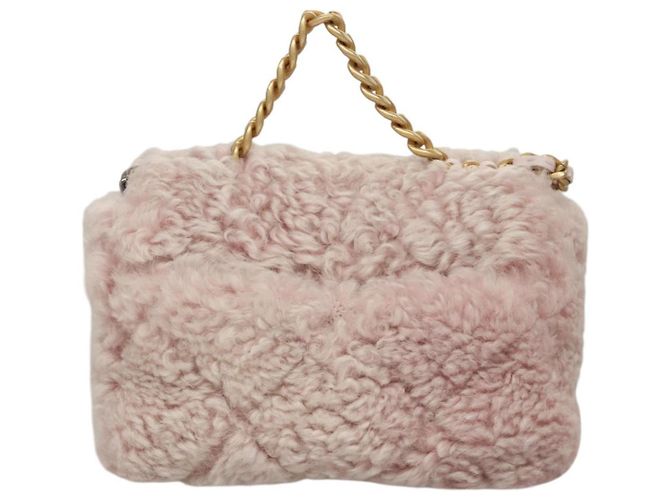 Borsa Chanel 19 Flap in Shearling Medium Rosa - vista 2