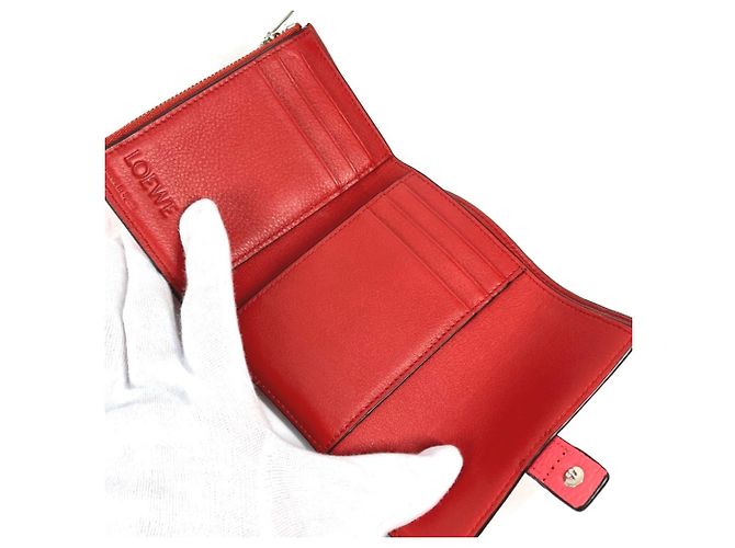 LOEWE Two-Tone Anagram Small Vertical Wallet Brown Pink - view 12