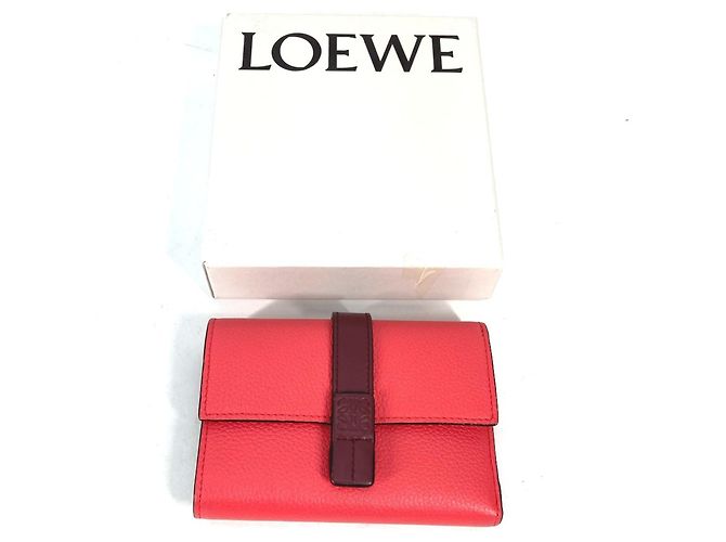 LOEWE Two-Tone Anagram Small Vertical Wallet Brown Pink - view 7