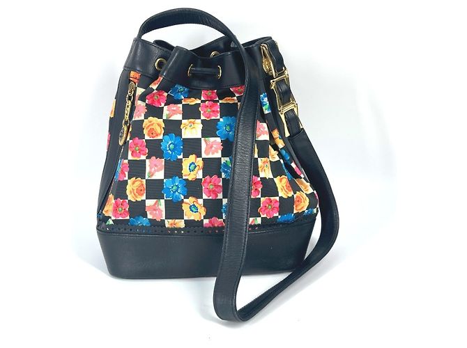 Borsa a Spalla con Corda Floral Chain di Versace Nero Multicolore - vista 2