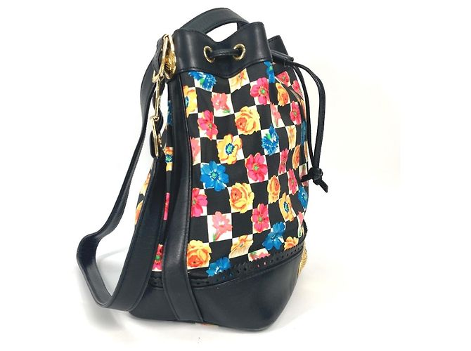 Borsa a Spalla con Corda Floral Chain di Versace Nero Multicolore - vista 3