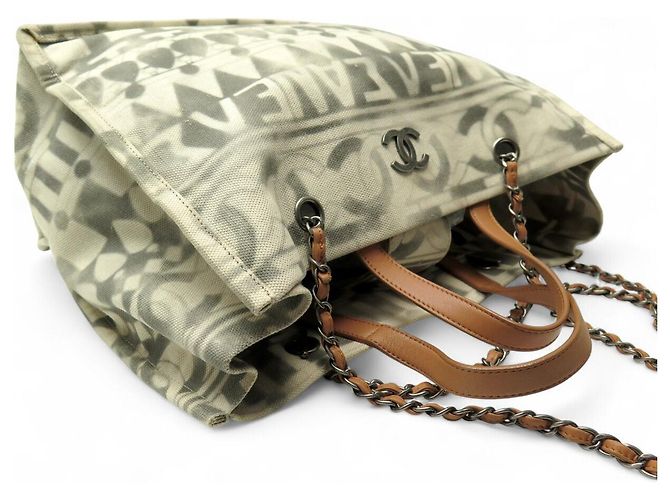 BORSA A MANO CHANEL DEAUVILLE ILIAD MM CANVAS GRIGIO - vista 4