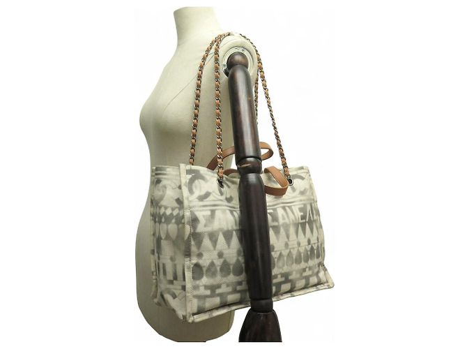 BORSA A MANO CHANEL DEAUVILLE ILIAD MM CANVAS GRIGIO - vista 6