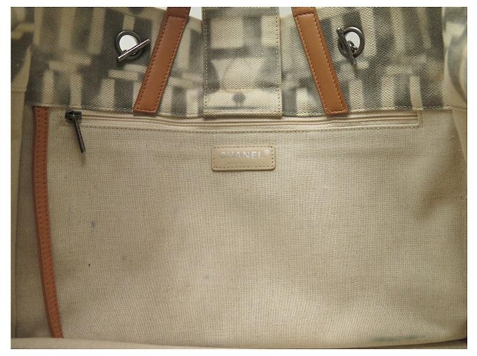 BORSA A MANO CHANEL DEAUVILLE ILIAD MM CANVAS GRIGIO - vista 8