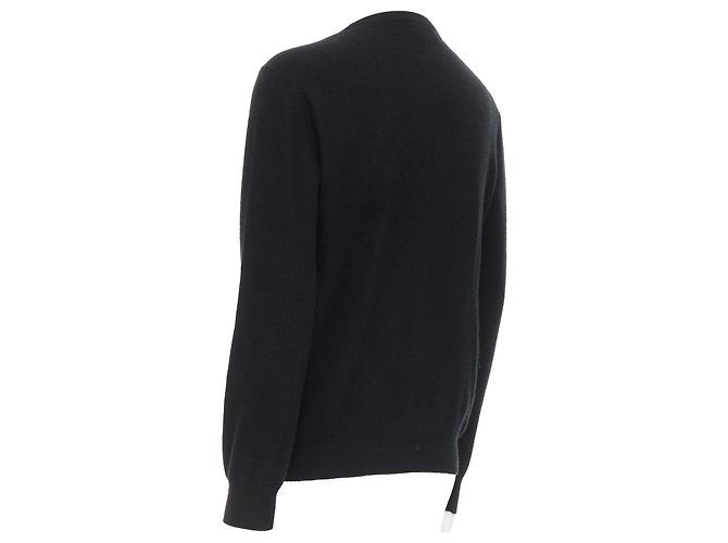 Minimalistischer klassischer V-Ausschnitt-Pullover aus schwarzer Kaschmirwolle von Hermès - Ansicht 6