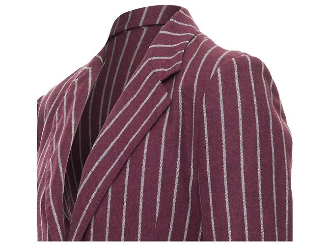 Blazer in lana a righe bordeaux e grigio con tasca a ribalta di Dolce & Gabbana - vista 2