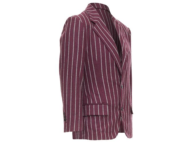Blazer in lana a righe bordeaux e grigio con tasca a ribalta di Dolce & Gabbana - vista 3