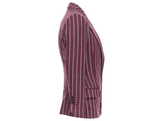 Blazer in lana a righe bordeaux e grigio con tasca a ribalta di Dolce & Gabbana - vista 4
