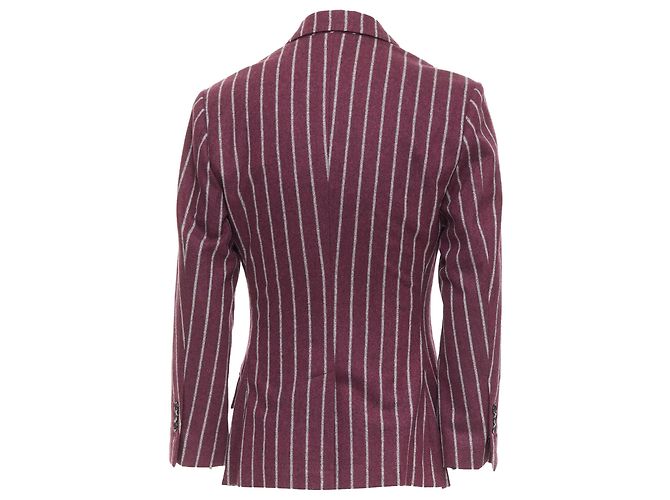 Blazer in lana a righe bordeaux e grigio con tasca a ribalta di Dolce & Gabbana - vista 5