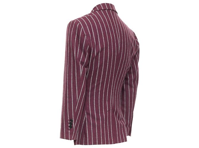 Blazer in lana a righe bordeaux e grigio con tasca a ribalta di Dolce & Gabbana - vista 6