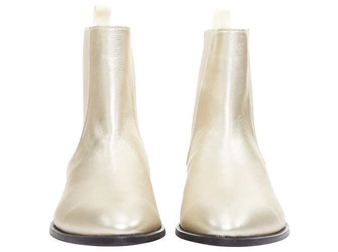 Tom Ford metallic light g leather cuban heels Chelsea ankle boots - view 3