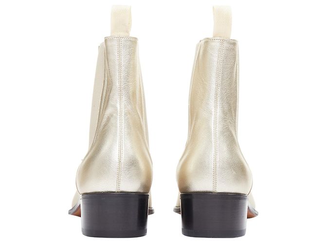 Tom Ford metallic light g leather cuban heels Chelsea ankle boots - view 5