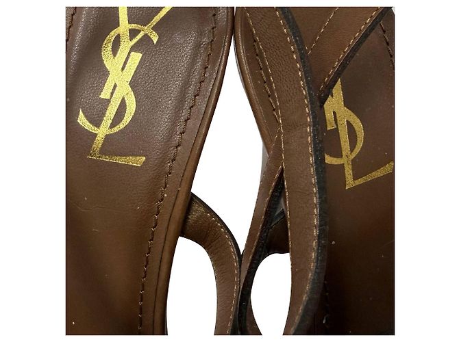 Sandali con piattaforma Tribute di Saint Laurent in pelle marrone - vista 8