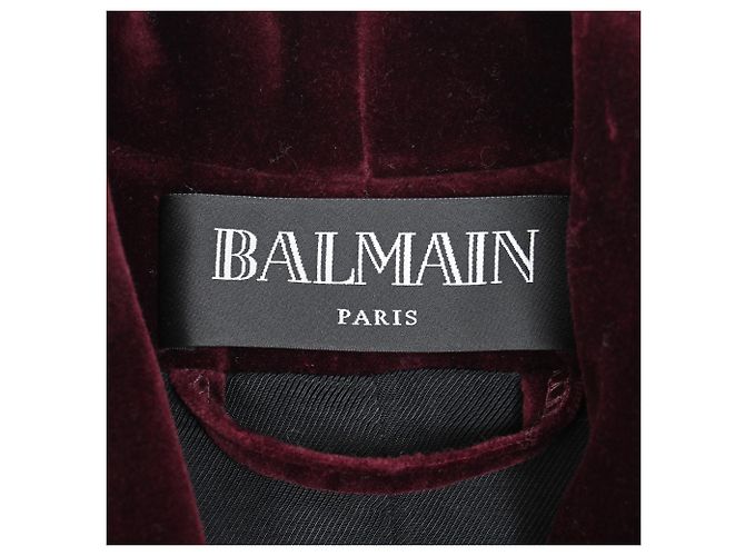 Blazer con cinturón Balmain en terciopelo burdeos - vista 4