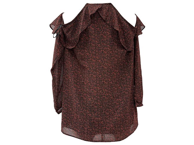 Michael Michael Kors Ruffled Paisley Off Shoulder Top in Multicolor Polyester Multiple colors - view 3