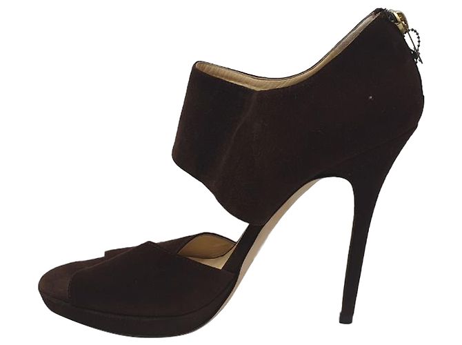 Sandales ouvertes Lagoon en daim marron de Jimmy Choo Rouge - vue 2