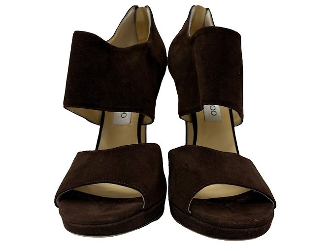 Sandales ouvertes Lagoon en daim marron de Jimmy Choo Rouge - vue 3