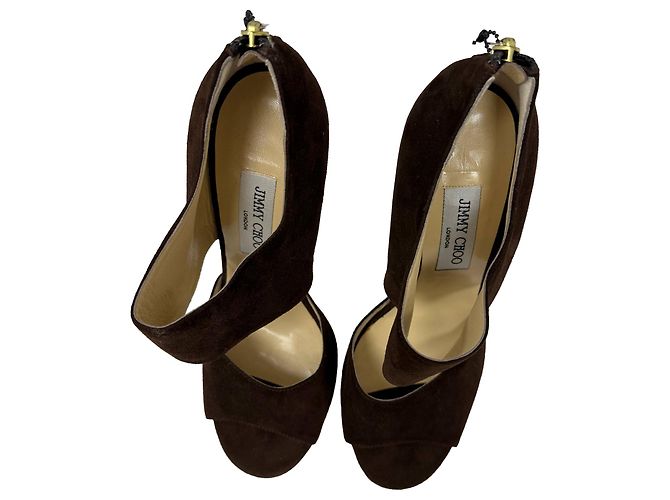 Sandales ouvertes Lagoon en daim marron de Jimmy Choo Rouge - vue 8
