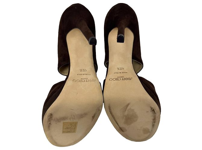 Sandales ouvertes Lagoon en daim marron de Jimmy Choo Rouge - vue 9