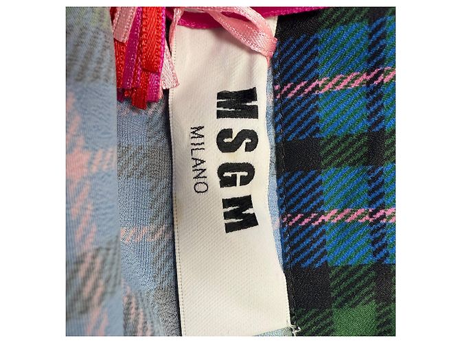 Abito Midi a Quadri MSGM in Poliestere Multicolore - vista 4