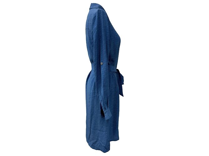 Vestido Mini Cinturón en Seda Azul de Diane von Furstenberg Azul claro - vista 2