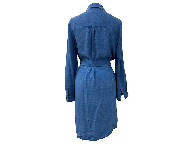 Vestido Mini Cinturón en Seda Azul de Diane von Furstenberg Azul claro - vista 3