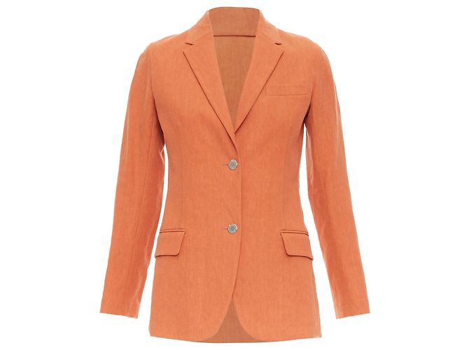 Hermès Blazer de Lino con Botón y Logo de Hermes Naranja - vista 10