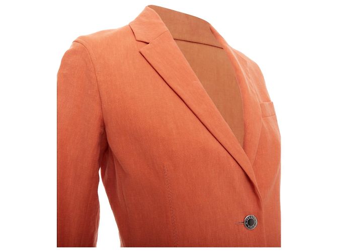 Hermès Blazer de Lino con Botón y Logo de Hermes Naranja - vista 2