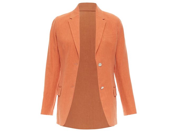 Hermès Blazer de Lino con Botón y Logo de Hermes Naranja - vista 3