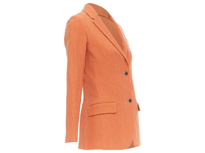 Hermès Blazer de Lino con Botón y Logo de Hermes Naranja - vista 4