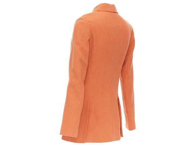 Hermès Blazer de Lino con Botón y Logo de Hermes Naranja - vista 7