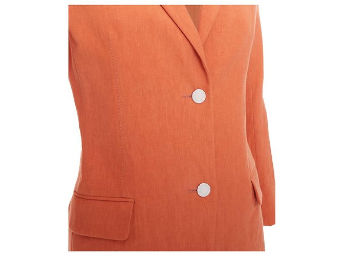 Hermès Blazer de Lino con Botón y Logo de Hermes Naranja - vista 8