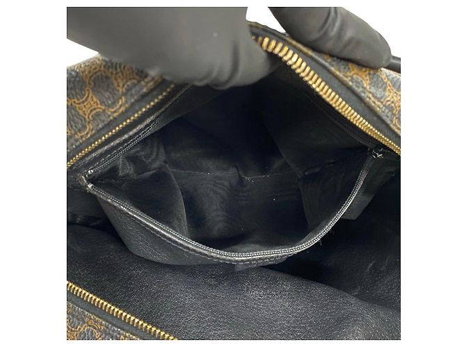 Céline Borsa Celine Maillon Trionph Canvas Leather Marrone Nero - vista 10