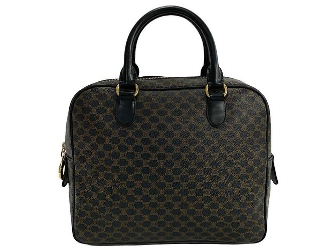Céline Borsa Celine Maillon Trionph Canvas Leather Marrone Nero - vista 2