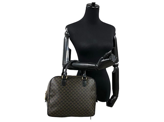 Céline Borsa Celine Maillon Trionph Canvas Leather Marrone Nero - vista 3