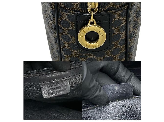 Céline Borsa Celine Maillon Trionph Canvas Leather Marrone Nero - vista 4