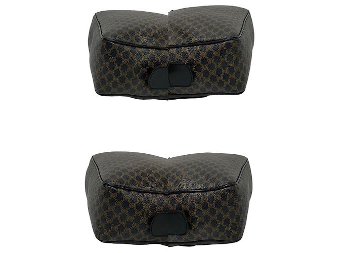 Céline Borsa Celine Maillon Trionph Canvas Leather Marrone Nero - vista 8