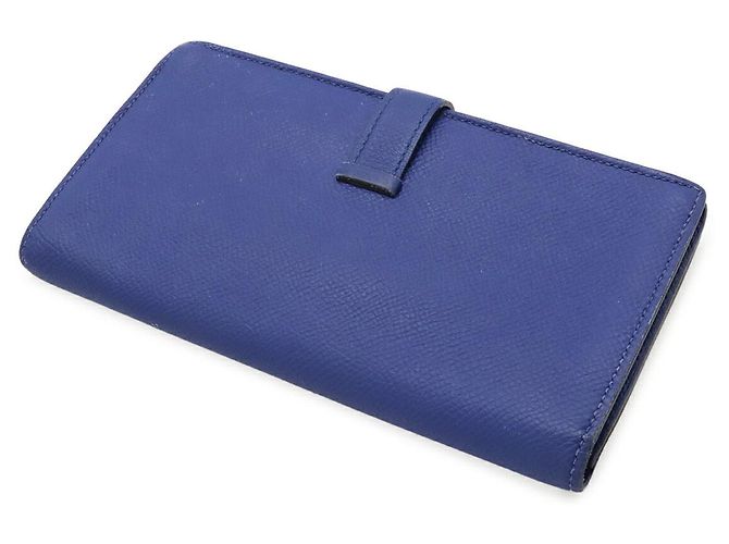 Cartera larga Hermès Béarn Soufflet en Epsom Azul - vista 2