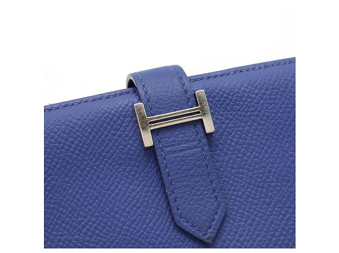 Cartera larga Hermès Béarn Soufflet en Epsom Azul - vista 5
