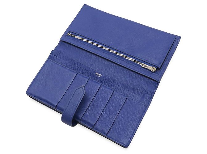 Cartera larga Hermès Béarn Soufflet en Epsom Azul - vista 6